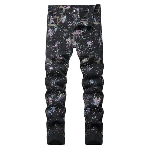 Jean homme slim extensible et tendance imprimé décontracté
