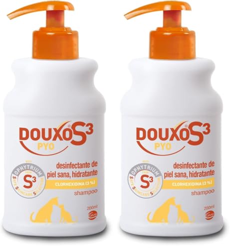 DOUXO S3 Pyo Champú para Perros y Gatos - Higiene - Hidratante - Fragancia hipoalergénica - 200ml (Paquete de 2)