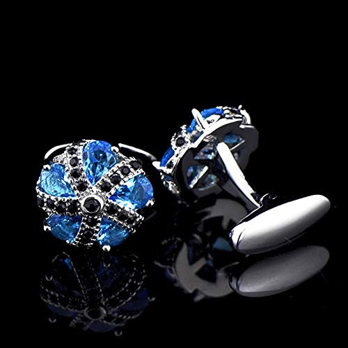 Daesar Mancuernillas Hombre Cobre Flor Cristal Azul Negro miniatura 4