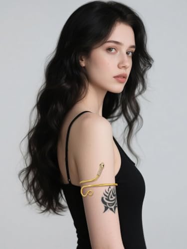 Gold Snake Arm Cuff Crystal Upper Arm Band Cuff Bracelets Sparkle Rhinestones Wrist Cuff Gold Bracelet Punk Adjustable Open Cuff Armlet Armband Jewelry for Party Prom4