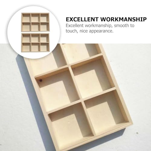 Image of ​Wakauto 2pcs Wooden Storage Divider Boxes - 6 Grid Organizer Trays for Desk, Crafts & Art Supplies Display (Home Organization & Decorative Storage 9.64 inch X 6.49 inch)​​