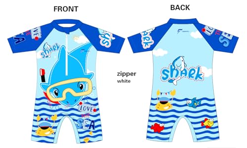 Image of FABSPORTS Kids Swimsuit Set Printed One-Piece Swimwear for Boys & Girls, Half Sleeve Bathing Suit, Comfortable Swimming Costume for Children, 2-12 Years