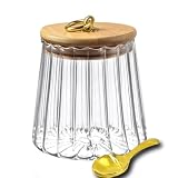 Viovian Glass Storage Jar with Lid and Spoon 22 FL OZ Clear Candy Glass Canister Cute Decorative Jars for Food Sugar Coffee Beans Tea 650ml