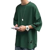 [FLYSKY] 夏服 メンズ tシャツ 七分袖 メンズ 半袖 大きいサイズ 無地 プリント 五分袖 速乾性 通気性 吸汗速乾 薄手 柔らかい 春夏服