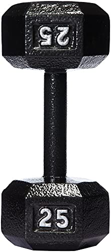 Image of AmazonBasics Cast Iron Hexagon Dumbbell, 11.3 Kgs (25 pounds) | Black