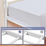 Yaheetech Metallbett 90 x 190 cm Minimalistischer Bettrahmen mit Kopfteil Gästebett mit Lattenrost für Schlafzimmer Gästezimmer 32cm Höhe unter dem Bett Weiß