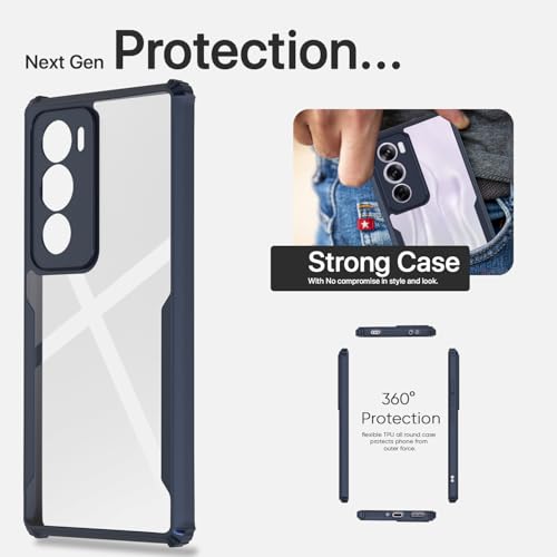 Image of Pikkme Crystal Clear Transparent Back | Ultra Hyrbid | Full Camera Protection | Raised Edge | Bumper Back Case for Oppo Reno 12 5G (Blue)