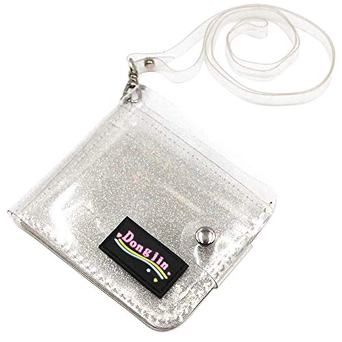 Women clear wallet lanyard cute jelly bifold wallet purse card ho…