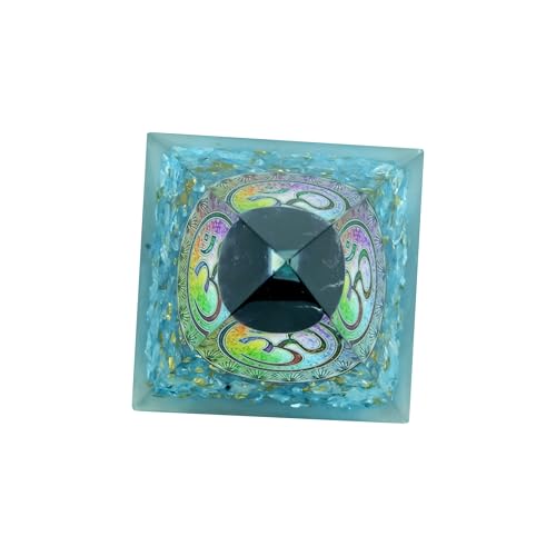 Image of Om Turquoise Ball Pyramid | 3-Inch | Healing Pyramid with Turquoise and Om Symbol for Protection, Calmness, and Spiritual Healing