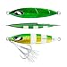 OCEAN CAT 1 PC Slow Fall Pitch Fishing Lures Sinking Lead Metal Flat Jigs Jigging Baits with Hook for Saltwater Fishing (100g, Green&Gold)