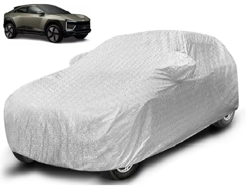 Image of Auto Hub Waterproof Car Cover Compatible with Mahindra BE 6e EV with Mirror Pocket, Soft Cotton Lining, Waterproof BE 6e EV Car Cover- Metallic Silver