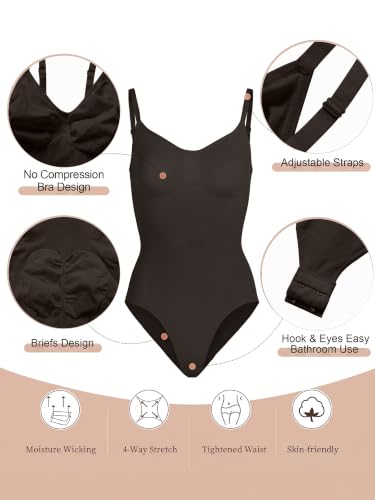 Image of SHAPERX Women's Shapewear Bodysuit Tummy Control Body Shaper Waist Snatching Seamless Brief Body Suit