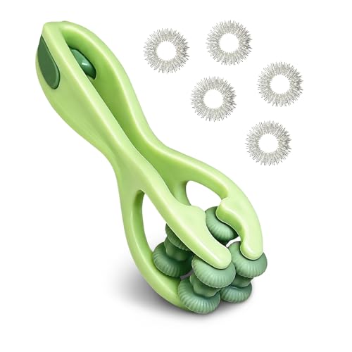 eyxformula Finger Massager 6 PCS Set - Manual Finger Roller Massage Tool & Acupressure Rings for Arthritis, Trigger Finger, Carpal Tunnel, and Hand Pain Relief & Stress Fidget (Green - 6 PCS