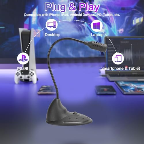 Image of PremiumAV 3.5mm Wired Desktop Microphone - Flexible Gooseneck Noise-Cancelling Mic for PC, Laptop, Gaming, Online Classes, Voice Recording, Video Calls, Podcast & Meetings (Black)
