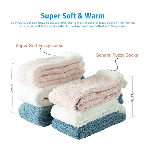 Image of Bulinlulu Fuzzy Socks with Grips Plush Sleep Cozy Winter Soft Hospital Fluffy Socks for Womens Mens Gifts