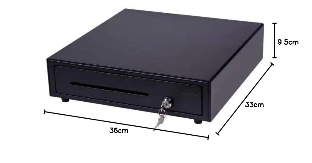Kassenlade QUORION 330F für PC/POS Kassensysteme & Bondrucker mit 9 12 oder 24 V Anschluss RJ11 mit 8 Münz und 4 Scheinfächern, 2 Schlüsseln, robuste Erstausrüsterqualität