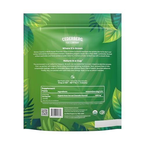 Image of Cederberg Tea Company Organic Green Tea - 30 Tea Bags | Organic Herbal Tea From Single Origin | Eco-Friendly Tea Bags | Non-GMO Gluten Free Tea With Zero Sugar