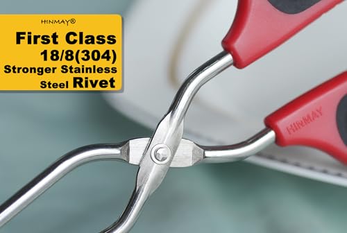 Stainless Steel Kitchen Scissor Tongs Set for Cooking, Grilling & Serving, 3-Piece with Red Handle (10/12/16 Inch) - Image 5