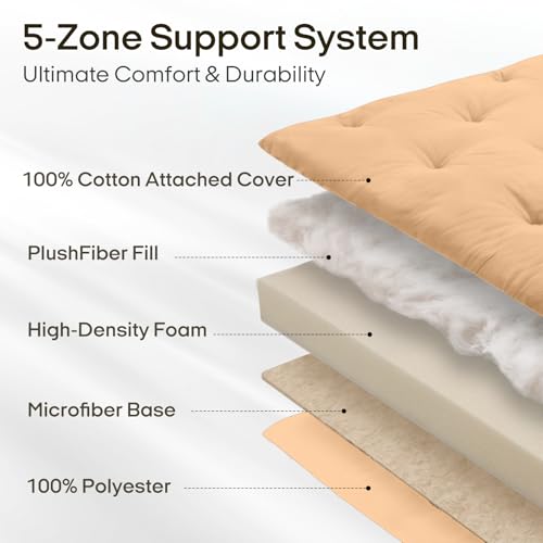 Image of ZonLi Japanese Floor Futon Mattress Twin Size 75 inchx 39 inch, 100% Cotton Cover 4 inch Thicken Tatami Mattress, Foldable Sleeping Pad, Portable Dormitory Tatami Mat, Roll Up Floor Lounger Bed for Adult
