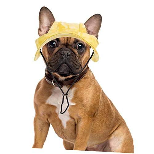 FRCOLOR Baseballkappe Für Haustiere – Sonnenschutzhüte Für Hunde Outdoor-Bucket-Hut Mit Verstellbarem Kinnriemen Bequemer Hundekopfschmuck Modische Sonnenkappe Für Welpen