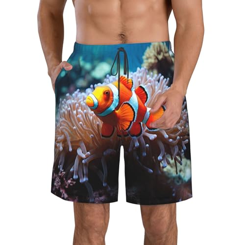 Men's Swim Trunks Quick Dry Board Shorts Mens Bathing Suit Swimsuits Clown Fish Beach Shorts with Pockets