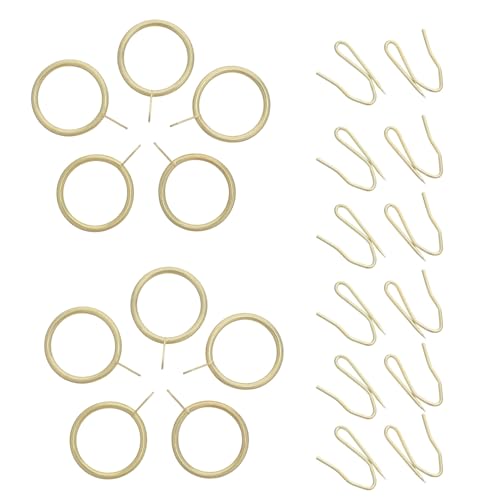 Ipetboom 100 Juegos Anillos Metálicos con Ojales y Ganchos para Cortinas de Ducha y Ventanas de Dorados Resistentes y Fáciles de Instalar para Baño y Salón