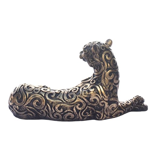 Luxury Leopard Sculpture in Black Resin with Gold Accents | Decorative Animal Statue for Home & Office | Symbolic Wildlife Decor - Strength, Power & Self-Reliance (Lying Leopard) — photo — 5 of 9