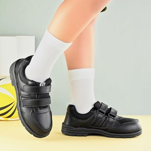 Image of Centrino Unisex-Child Uniform School Shoes | Soft Cushioned Memory Foam Heel Pad Support | Kid's | Boy's | Girl's | Children |Uniform Shoes | Lightweight | Velcroo |Easy Wear & Care| Formal Shoes | Padded Textured Heel Grip Lining | Breathable | All Day Comfort (8121)