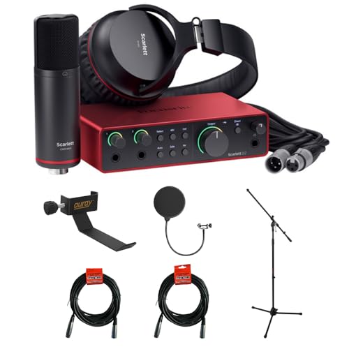 Focusrite Scarlett 2i2 Studio USB-C Audio Interface (4th Generation) with Condenser Microphone and...