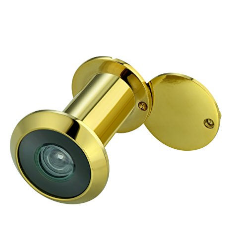 Image of TOGU TG2814YG-PVD Gold UL Listed Solid Brass HD Glass Lens 220-degree Door Viewer Peephole with Heavy Duty Privacy Cover for 1-3 /8 inch to 2-1 /6 inch Doors, PVD Gold Finish