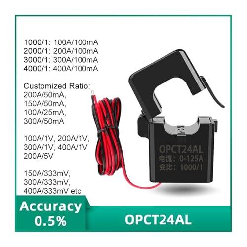 Transformador de corriente con abrazadera OPCT24AL para mediciones seguras de 100A a 40mA 4
