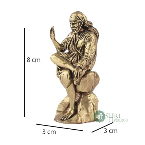 Image of INDICAST Brass 3 inch Sai Baba Statue | Symbol of Faith and Blessings | Sai Baba Murti Hindu God Idol Figurine Perfect for Decoration Puja & Gifting Purpose Sculpture (Weight- 80gm)