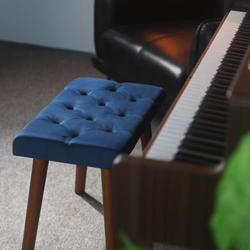 AKLOT Velvet Upholstered Piano Bench: Rubberwood Legs with 300-Pound Load Capacity, Ergonomically...