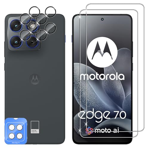 Lutree for Motorola Moto Edge 70 Screen Protector, 2+2 Pack Tempered Glass + Camera Lens Protector, 9H Hardness HD Bubble-Free Film, Anti-Scratch Premium Protective Glass