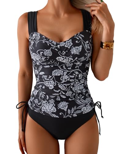 Image of B2prity Tankini Swimsuits for Women Tummy Control Two Piece Bathing Suit High Waisted Wrap Swim Suit with Bottom Swimwear