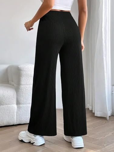Image of KOTTY Womens Solid Pull ON Black Wash Casual Pants
