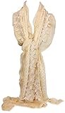  GFM Schöner Designer-Schal mit Spitze – Geschenkidee für Weihnachten, Valentinstag, Muttertag usw, L501-Beige, 38