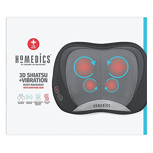 Homedics 3D Shiatsu Full-Body Massager With Therapeutic Vibration, Soothing Heat With Deep-Kneading Massage Helps Release Tension In Neck, Back, Shoulders, Lightweight For Home, Office, Travel #TOP7