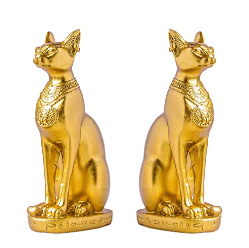 Estatua de la Diosa Egipcia Bastet Gato Dorado 4.2 pulg miniatura 5