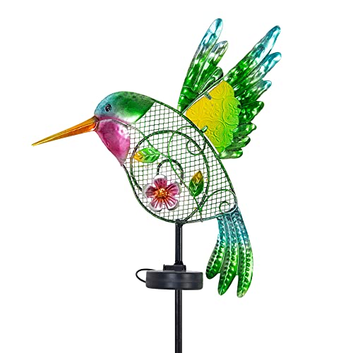 DREAMYSOUL Outdoor Solar Garden Lights, Metal Hummingbird Garden Stake Lights for Outdoor Patio Yard Pathway