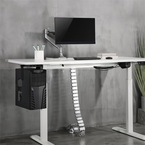 Soporte para CPU, carro móvil ajustable bajo escritorio, montaje en pared, giro de 360 grados, soporte de acero para torre de PC miniatura 7
