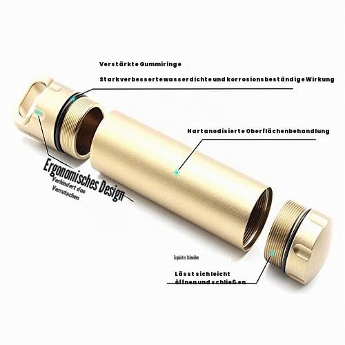 Survival Capsule Wasserdichte Versiegelungsflasche aus Aluminium, EDC-Behälter, Tank, Überlebens-Notfallwerkzeug für Jagd, Camping, Bergsteigen (Pistolengrau, 3 Stück)
