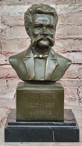 Decorative Bronze Sculpture Statue of Composer Johann Strauss Music History Bust Artwork Home Office Decor Gift by Think Bronze
