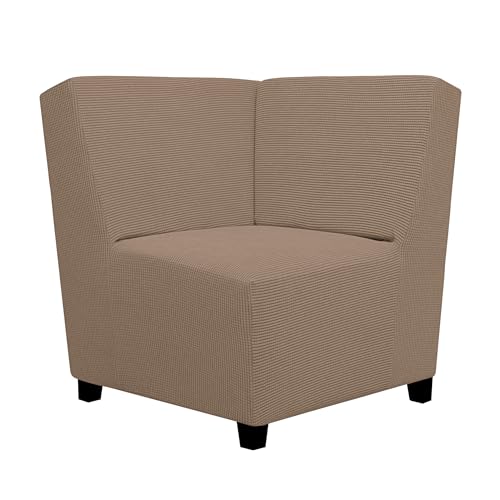 Image of Easy-Going Stretch Sectional Corner Sofa Slipcover 1-Piece Couch Sofa Cover Furniture Protector Soft with Elastic Bottom for Kids, Pet, Spandex Jacquard Fabric Camel