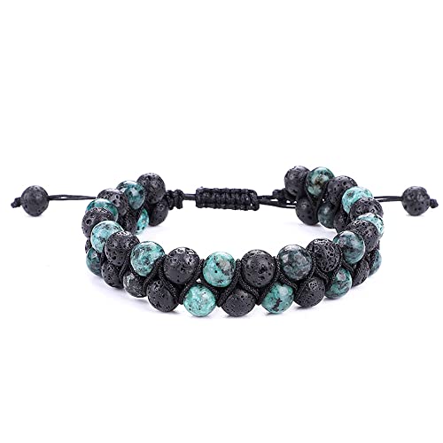 UEUC Tigers Eye Healing Bracelet for Women&Man, 8mm Lava Stone Bead Essential Oil Diffuser Healing Braided Bracelets, Chakra Yoga Adjustable Bracelets(#3)