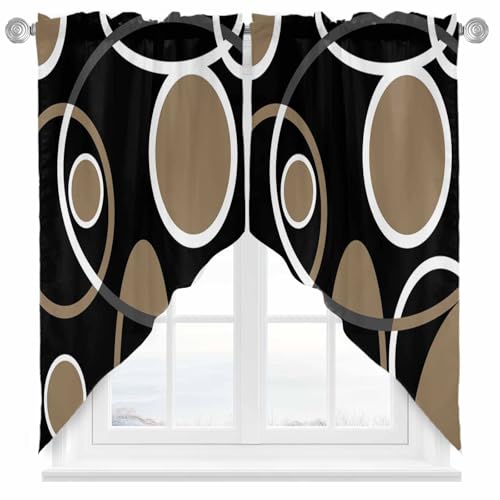 Lsrtoss Black Brown Swag Valances for Windows 2 Pack, Kitchen