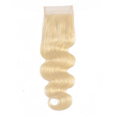 JGMI 613 Platinum Virgin Hair Blonde Body Wave Closure Ombre Curly Human Hair 4x4 Lace Closure Free Part (10" closure)