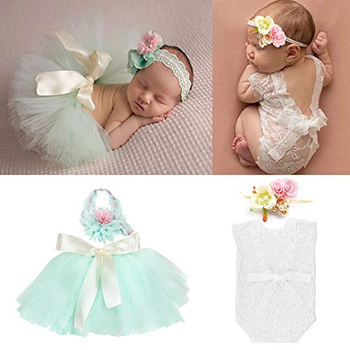 4 pcs newborn photography props outfits-babytutu skirt cute bow h…