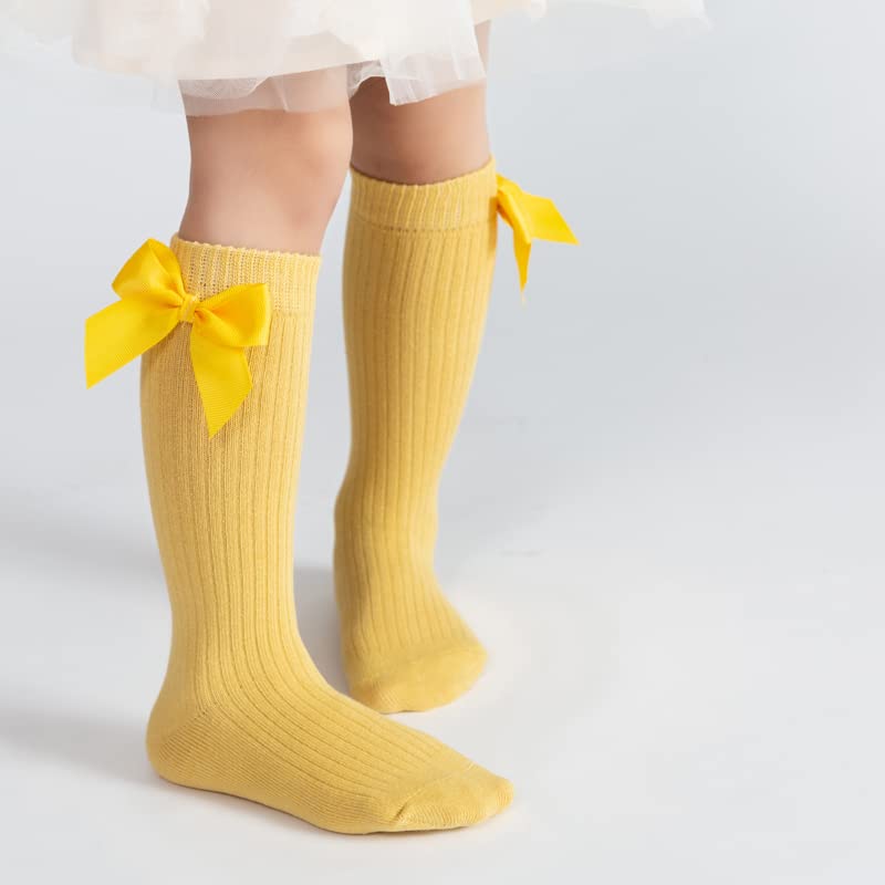 Little Girls' Knee High Socks Bow-Stitched Bows Long Stockings Casual & Dress Socks Cotton 6 Colors2