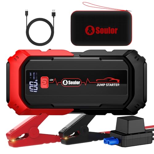 Jump Starter Battery Jumper Starter Portable Car Battery Jump Starter for Up tp All Gas & 12L Diesel, 12V 5000A Portable Jump Box with 3 Modes Flashlight and Jumper Cable